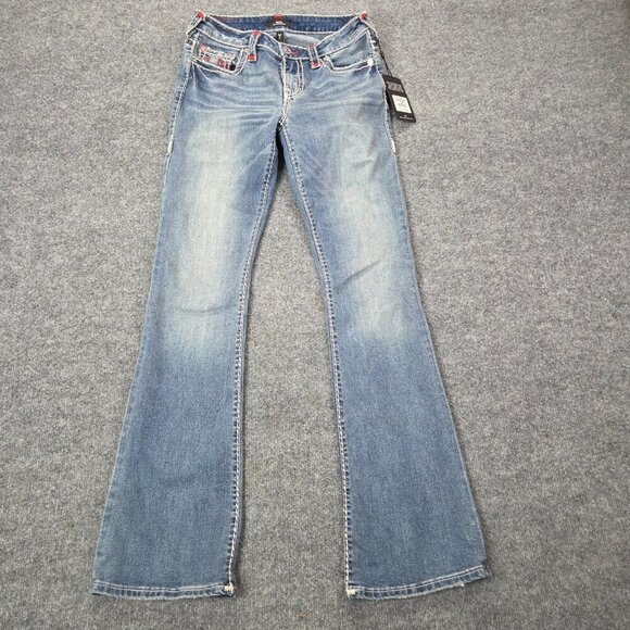 NWT True Religion Becca Mid Rise Bootcut Cut Blue Jeans Women's Size 28 $239 - Picture 1 of 10